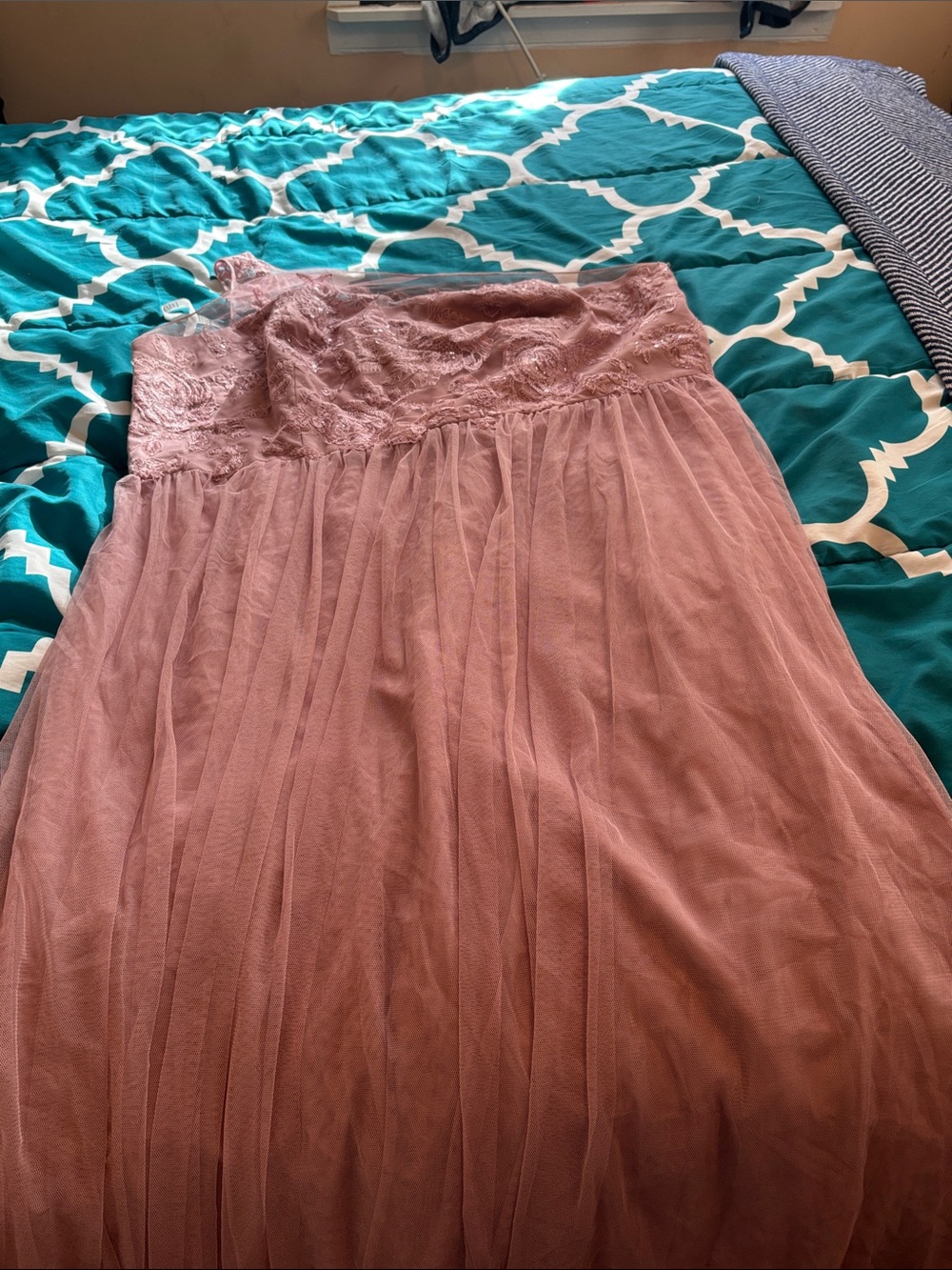 Women's Dusty Rose Tulle Floor-length Gown - David’s Bridal